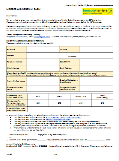 Membership Renewal Form